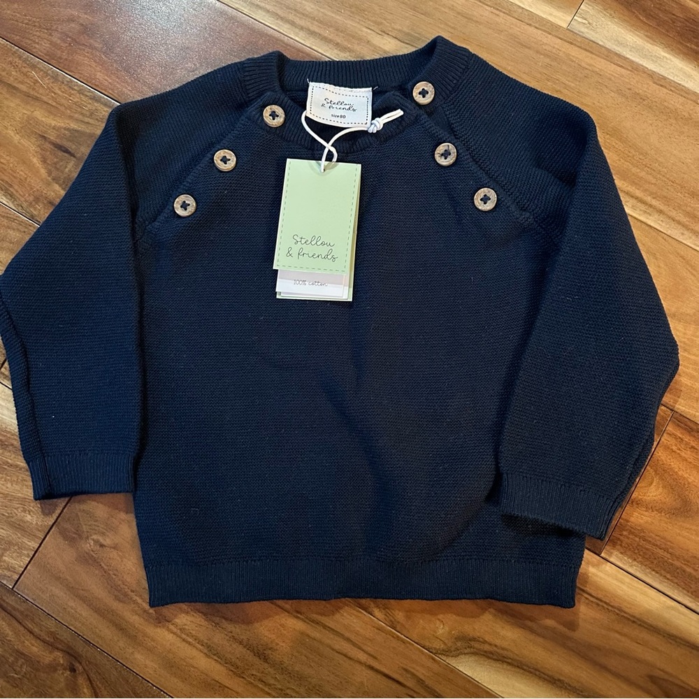 NWT Stellou & Friends 100% cotton knit sweater. Size 86 (12-18 months)